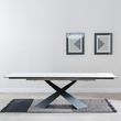 Hayden 6-10 Seater White Ceramic Extending Dining Table with Black Cross Base